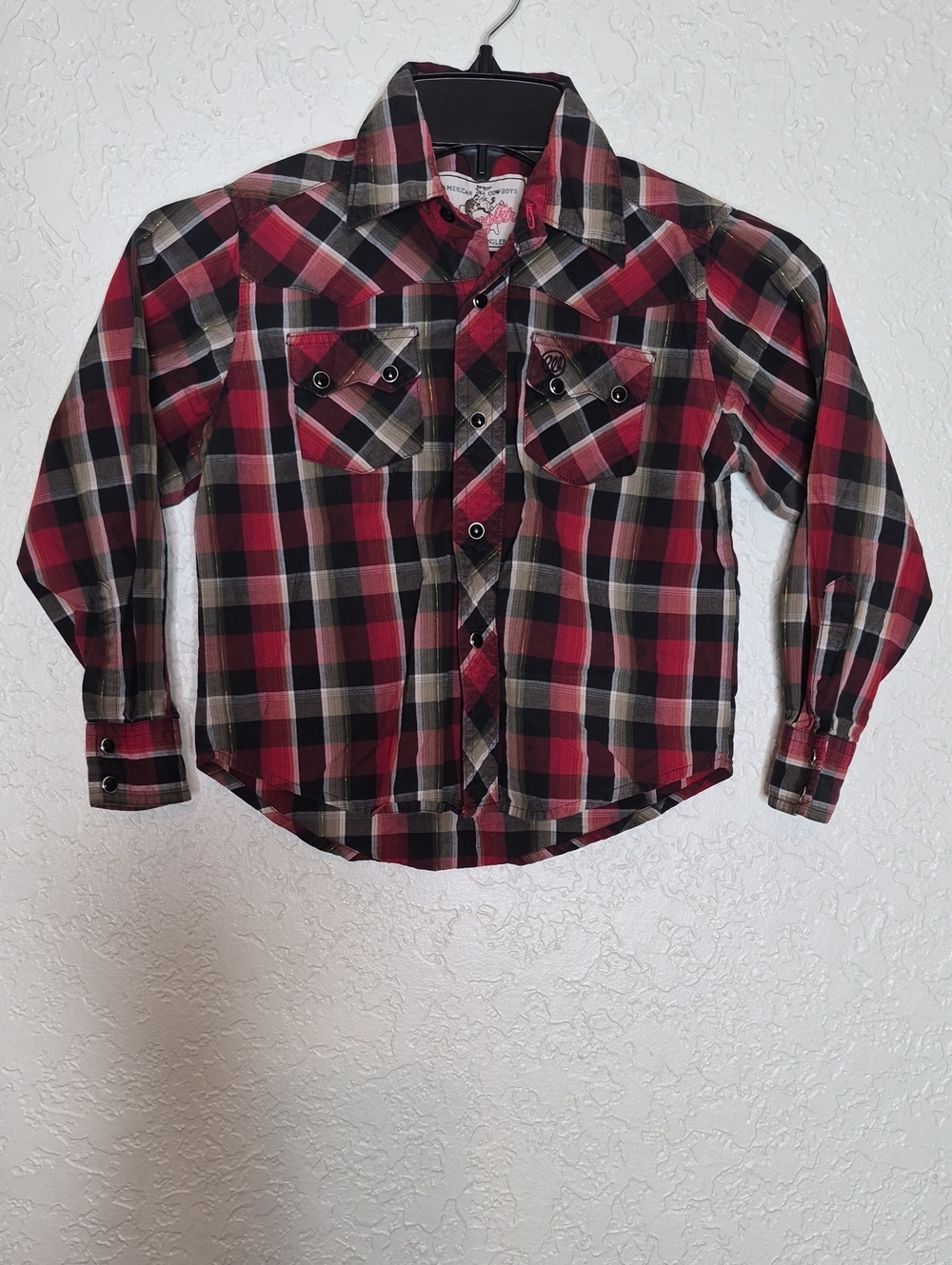 Wrangler American Cowboys Multicolored Plaid Long Sleeve Shirt (Kid)